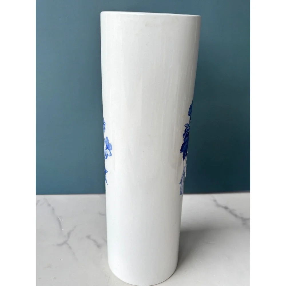 Portmeirion Harvest Blue Spaghetti Jar Vase 1995 Made in England 11in